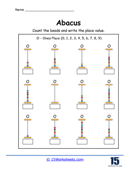 Ones Place Abacus Worksheet