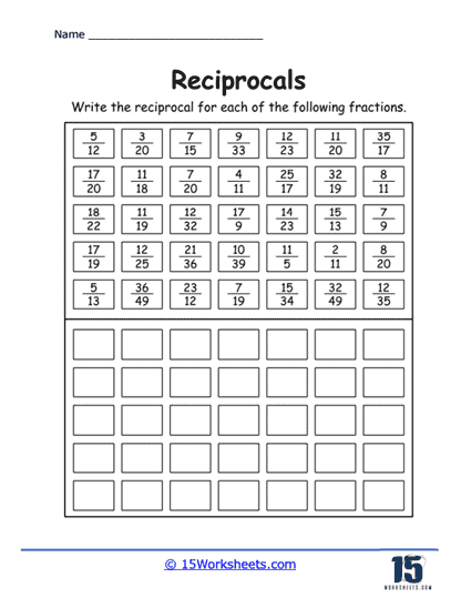 Reciprocal Matrix Worksheet