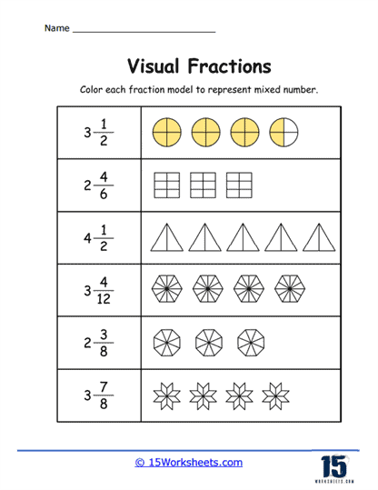 Visual Fractions Worksheets - 15 Worksheets.com