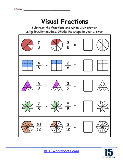 Visual Fractions Worksheets - 15 Worksheets.com