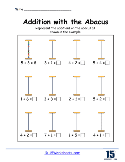 Addition on an Abacus Worksheet