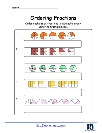 Ordering Fraction Images Worksheet