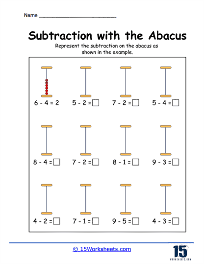 Subtraction on an Abacus Worksheet