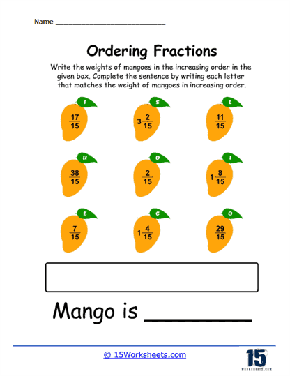 Mango Fractional Weights Worksheet