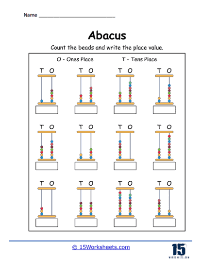 Ones and Tens Abacus Worksheet