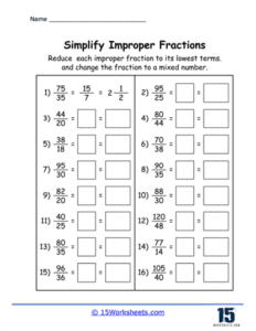 Simplifying Improper Fractions Worksheets 15 Worksheets com Simplifying Improper Fractions Worksheets 15 Worksheets com