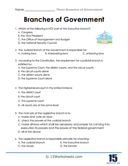 Branches of Government Multiple Choice