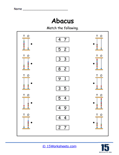 Match Values to Abacus Worksheet