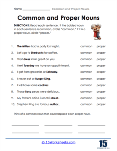 Common and Proper Nouns Worksheets - 15 Worksheets.com