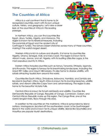 Africa Worksheets