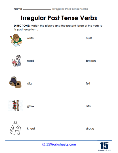 Irregular Past Tense Verbs Worksheets