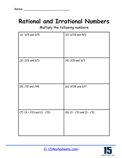 Irrational Products Worksheet