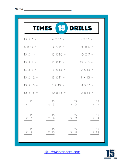 15 Drills Worksheet