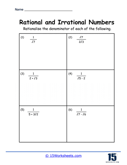 Rationalize the Denominator Worksheet