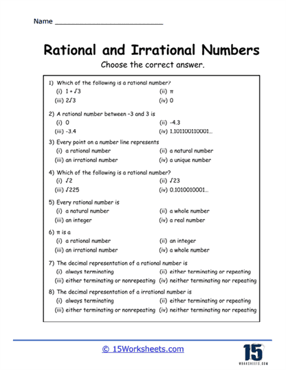 Rational Number Operations Worksheet