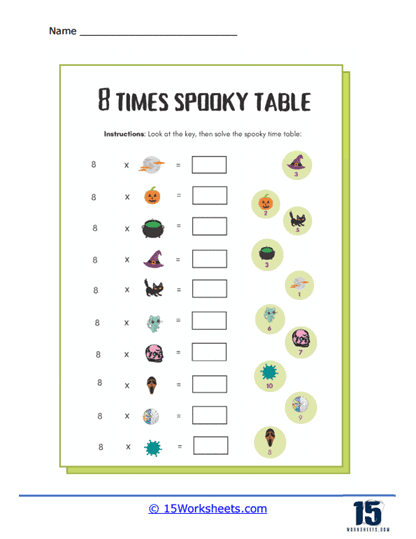 Scary 8s Worksheet
