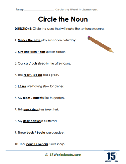 Circle the Noun