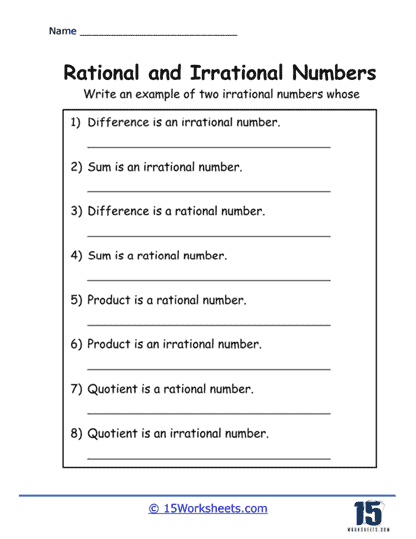 2 Ways Irrational Numbers Worksheet
