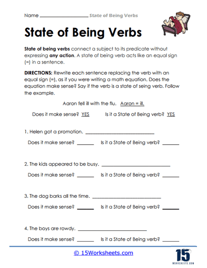 State of Being Verbs Worksheets