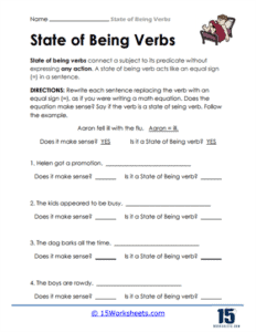 State of Being Verbs Worksheets - 15 Worksheets.com