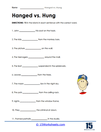 Is it Hang or Hung Worksheet