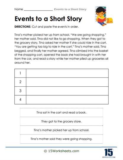 Events to a Short Story Worksheets