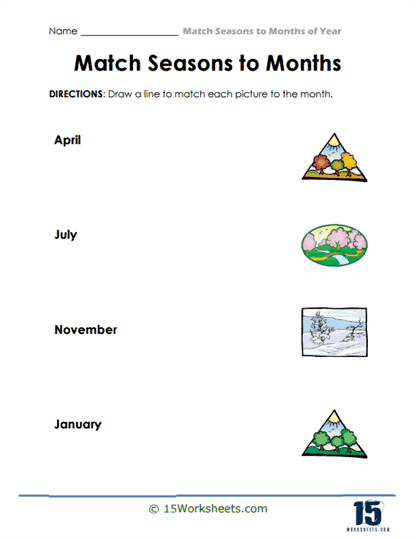 Lines to Months Worksheet