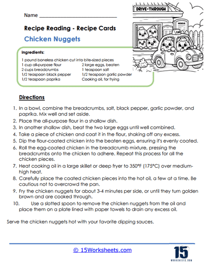 Chicken Nuggets Worksheet