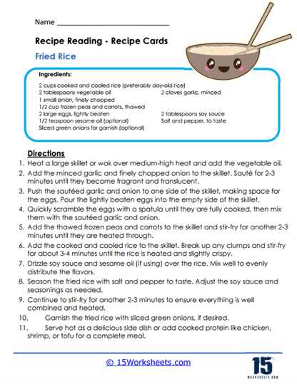 Fried Rice Worksheet