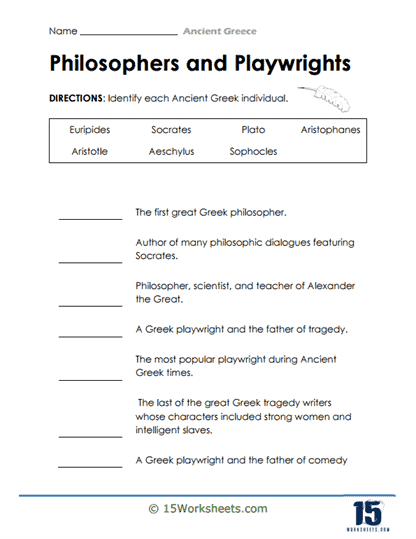 Philosophers and Playwrights Worksheet