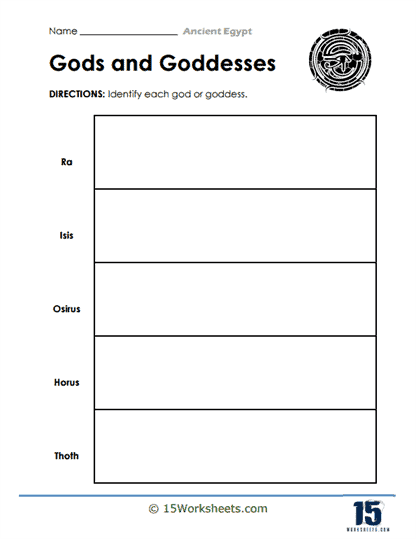 Gods and Goddesses Worksheet