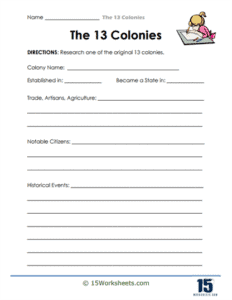 13 Colonies Worksheets - 15 Worksheets.com