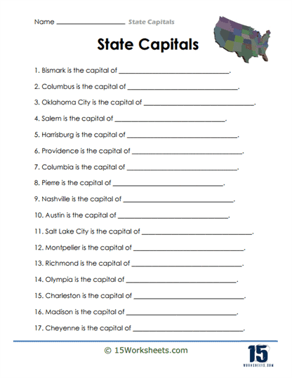 The Capital Of Worksheet