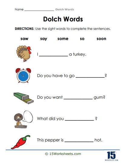Sight Word Sentences Worksheet