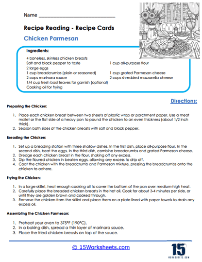 Chicken Parmesan Worksheet