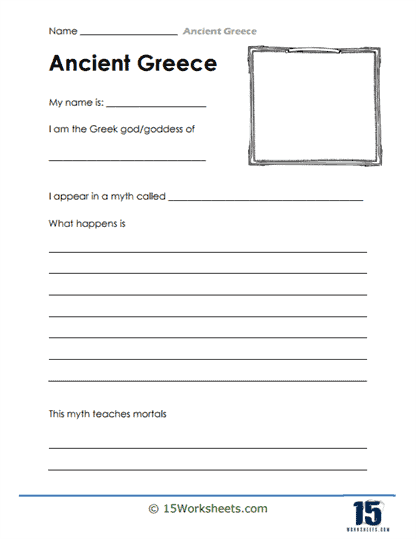 Greek Gods and Goddesses Worksheet