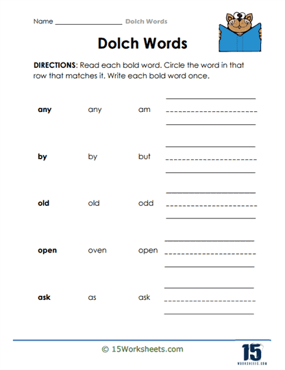 Match and Write Worksheet