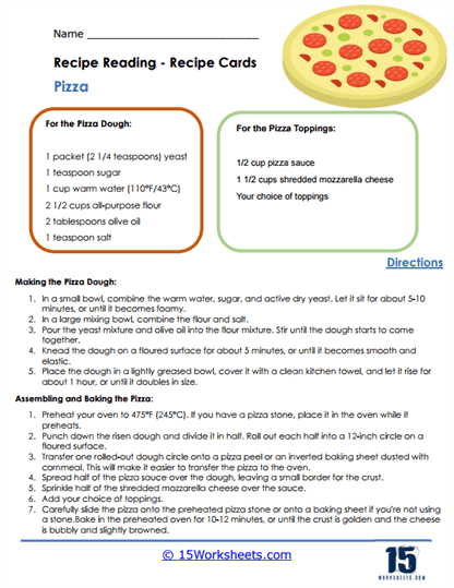 Pizza Worksheet