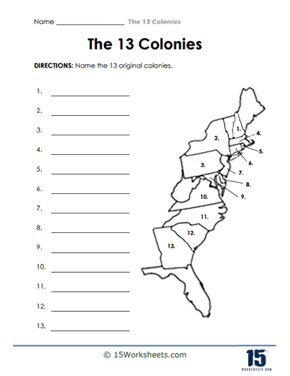 Naming Colonies Worksheet