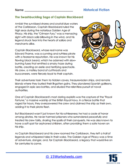 Swashbuckling Saga of Captain Blackbeard Worksheet