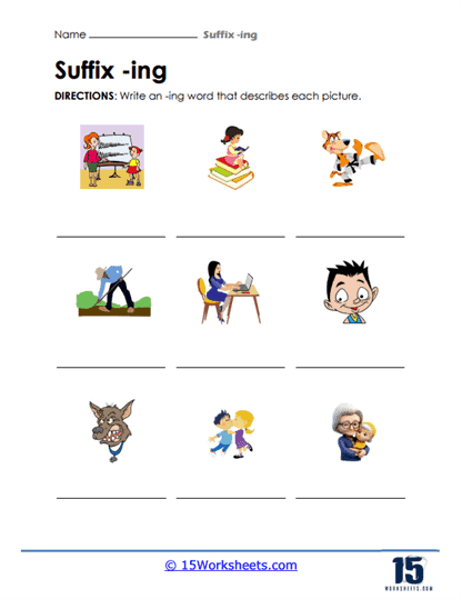 Suffix -ing Worksheets
