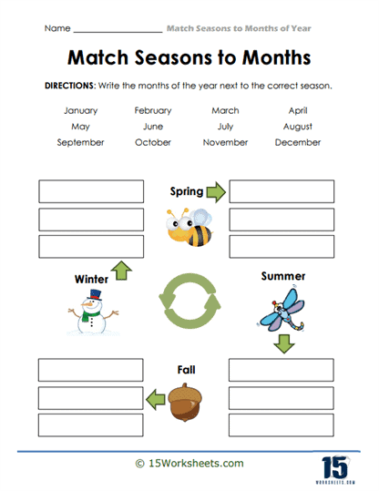 Cycles of Months Worksheet