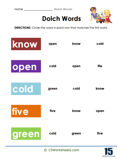Word Match Worksheet