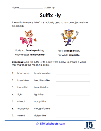 Suffix -ly Worksheets