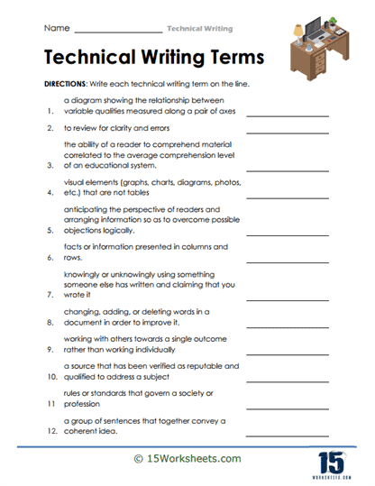 Technical Terms Worksheet