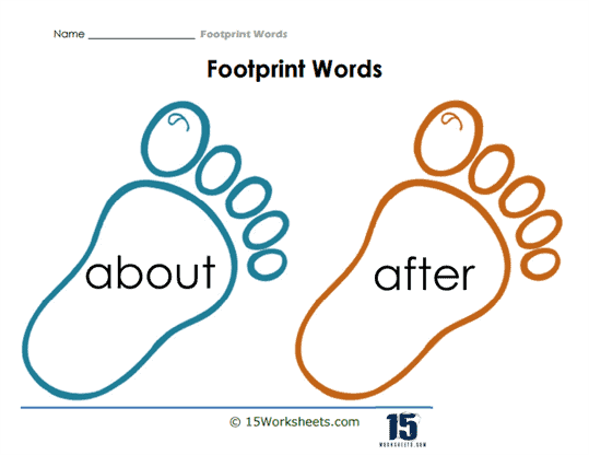 Footprint Words Worksheets