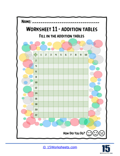 Bubbles Table Worksheet