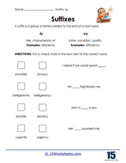 Suffix Sleuth Worksheet