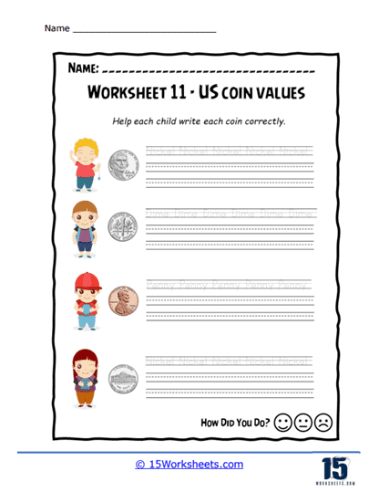 Coin Word Jumble Worksheet