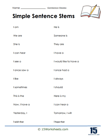 Simple Stems Worksheet